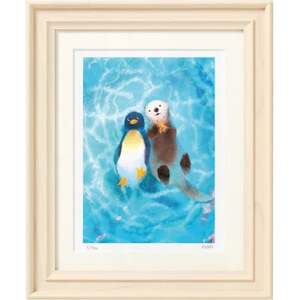 イラスト作家「菜生」アートフレーム〈みなものおしゃべり〉ペンギン【1569228】
