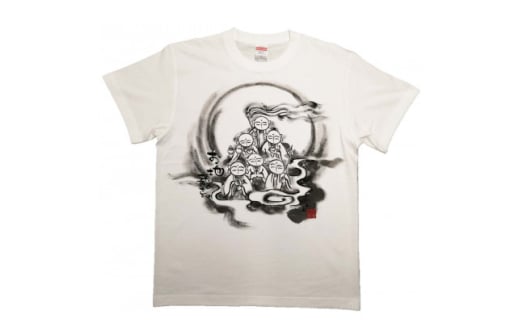 手描きTシャツ 仏画 六地蔵 白 (半袖 Sサイズ)【1615559】