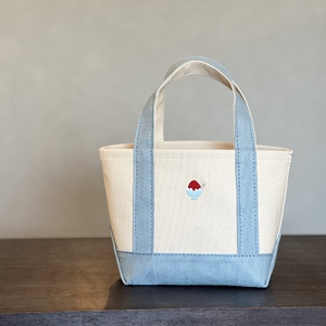 《Milih×NARA》キャンバス×麻のトートバッグ Sサイズ　かき氷刺繍　23-043