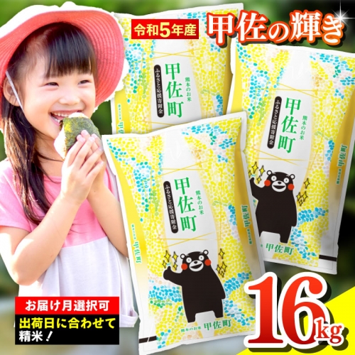 ★新米先行受付★令和６年産★数量限定★『甲佐の輝き』精米16kg（5kg×2袋、6kg×1袋）　2024年10月20日前後から順次発送開始／出荷日に合わせて精米【価格改定ZE】