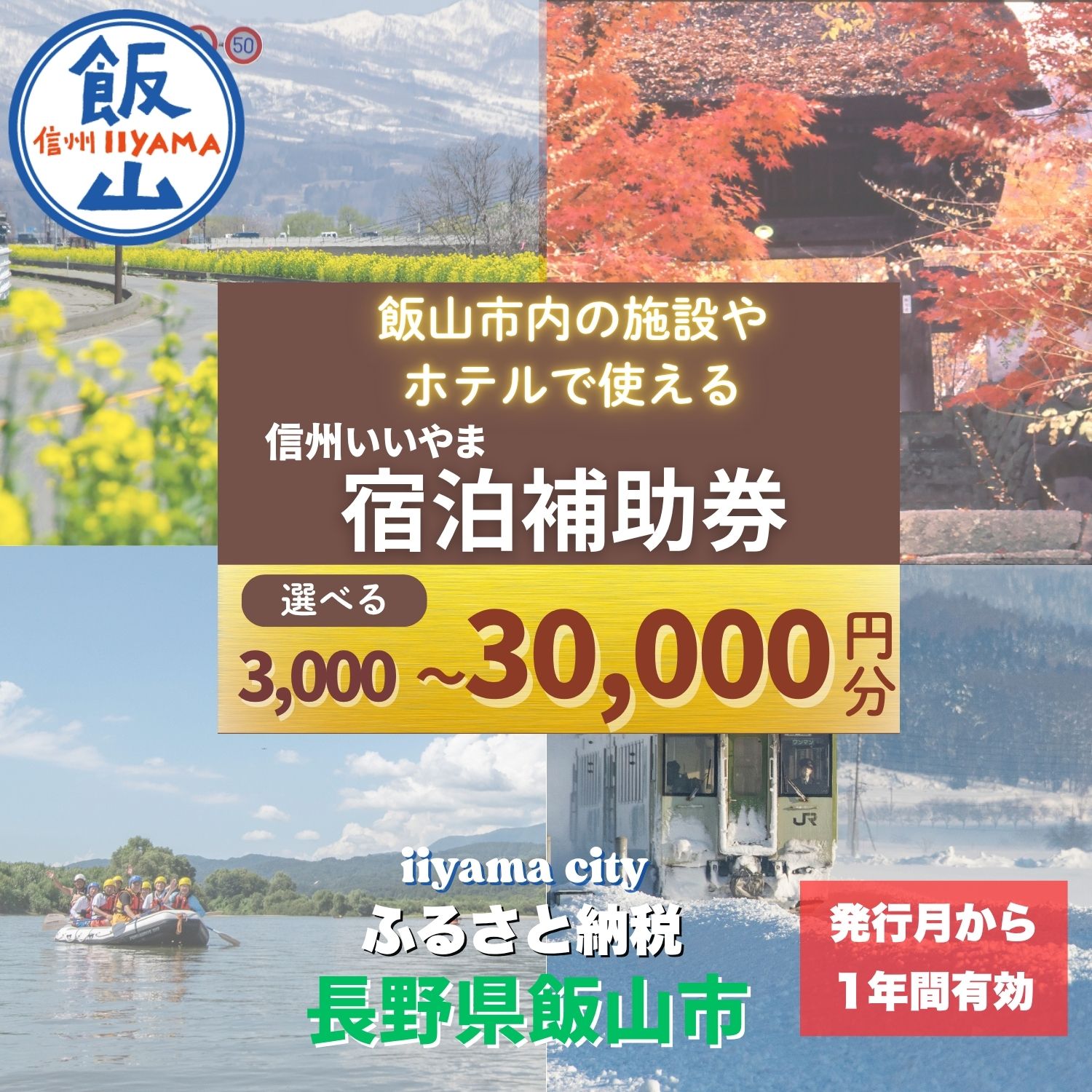 【ふるさと納税】信州 いいやま 宿泊補助券 選べる 3,000円 9,000円 18,000円 24,000円 30,000円【長野県 飯山市 戸狩 斑尾 北竜湖 ホテル 旅館 温泉 クーポン チケット 予約 トラベル トリップ かまくら スキー 家族旅行 一人旅 】