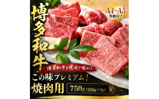 この味プレミアム!＜A4～A5＞博多和牛焼肉用 750g(250g×3p)【1767634】