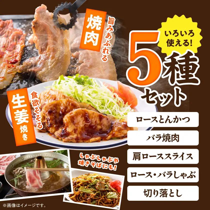 宮崎県産豚わくわく1.5kgセット(真空)〔11-84-002-1500g〕_(都城市) 豚肉 豚肉セット 宮崎県産豚 しゃぶしゃぶ バラ 焼肉 切り落とし 肩ローススライス ロース とんかつ ミンチ