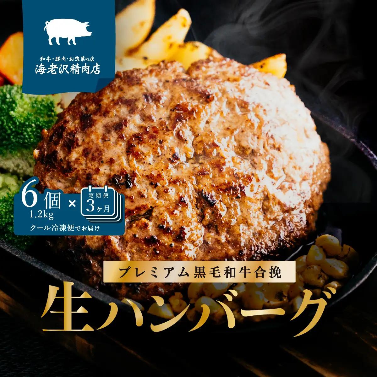 ハンバーグ 黒毛和牛 豚 生ハンバーグ 約1.2kg 【 3カ月 連続 お届け 】