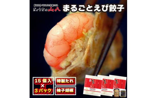 まるごとえび餃子 45個(15個×3パック) 特製たれ・柚子胡椒付き