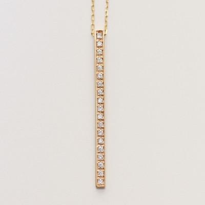 ふるさと納税 大津市 【18金 ラボダイヤネックレス 0.095ct】70cm ロングバーペンダント 大人のアクセ K18