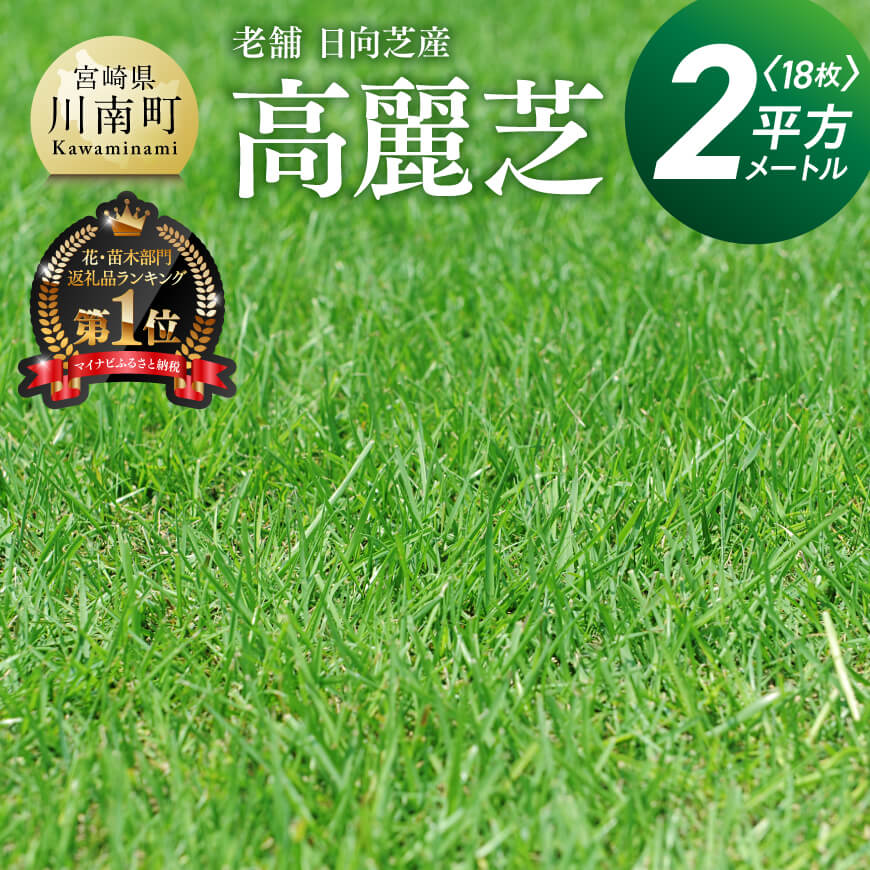 老舗日向芝産「高麗芝」2平方メートル 九州産 川南町産 宮崎県産 芝生 日本芝 ガーデニング