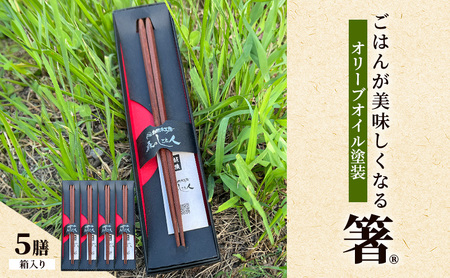 【贈答用・箱入】ごはんが美味しくなる箸 5膳セット 箸 鉄刀木 手作り 箸