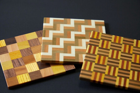 【箱根寄木細工　無垢四角コースター３枚セット】市松　3積層　5積層各種１枚３枚セット【 コースター 神奈川県 小田原市 コースター】