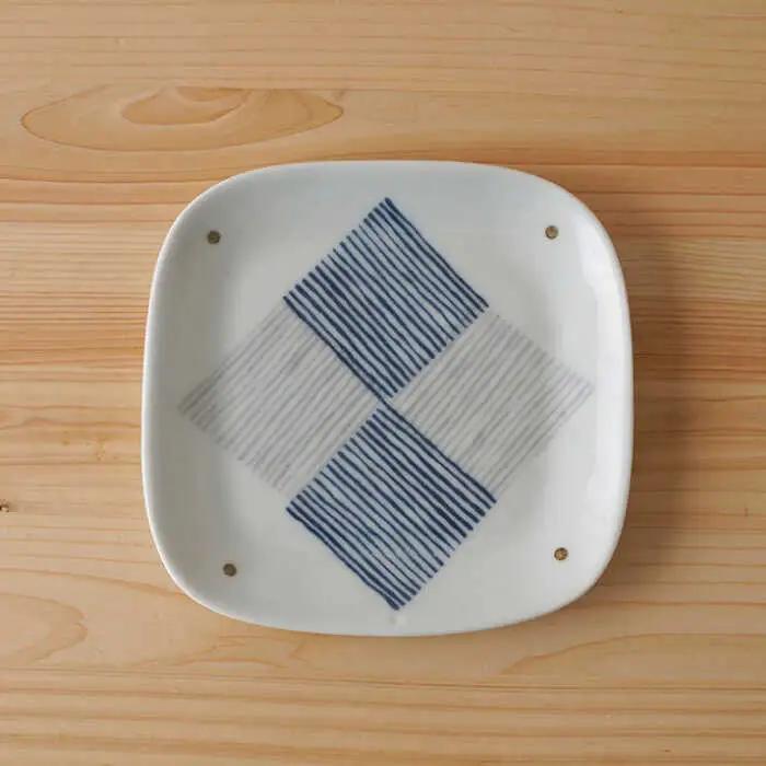 【波佐見焼】千段格子 フリートレイ (小) 角皿 小皿  5枚セット 食器 皿 【陶もと】 [PE16]  波佐見焼