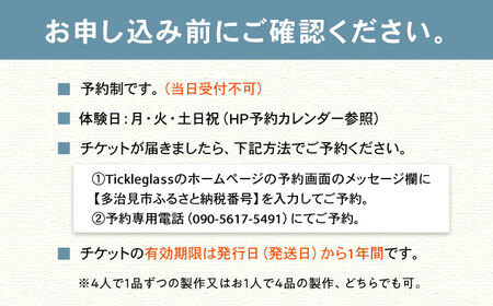 【吹きガラス体験】 4人で作る ～選べるオリジナルガラス製作・プレミアムコース～ （各4品製作） 多治見市 / ティクルグラス[TAT006]