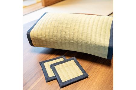 【職人手作り】天然い草の「枕」と「コースター」セット 枕 寝具 睡眠 伝統 技術 快眠 枕　い草