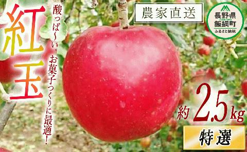 りんご 紅玉 特選 2.5kg やまじゅうファーム 沖縄県への配送不可 2025年10月上旬頃から2025年10月中旬頃まで順次発送予定 令和7年度収穫分 信州の環境にやさしい農産物 減農薬栽培 長野県 飯綱町 [1536]