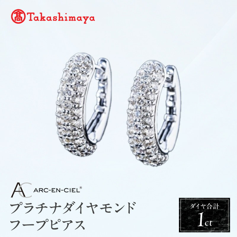 【ふるさと納税】【高島屋選定品】プラチナダイヤモンドフープピアス（ダイヤ合計 1ct）65N0086