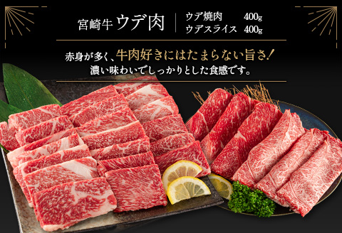 宮崎牛 ＆ 宮崎和牛（ウデ焼肉／小間切れ）計900g 国産 肉 牛肉 ご飯 おかず BBQ 焼き肉【C371-24-30】