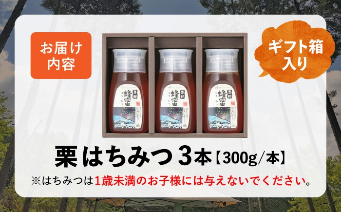 恵那蜂蜜 3本 ギフト箱入りセット (栗蜂蜜300g×3本)