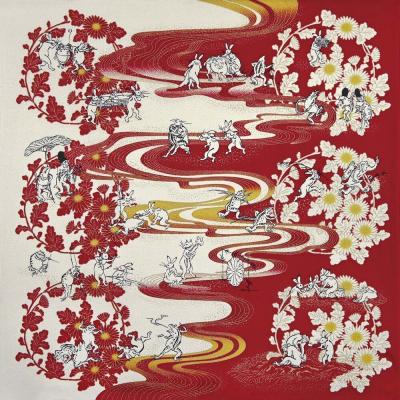 ふるさと納税 京都市 【三陽商事】鳥獣戯画 丹後ちりめん2幅風呂敷 菊水 |  | 01