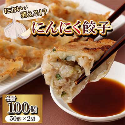 ふるさと納税 直方市 においが消える!?にんにく餃子 50個×2袋