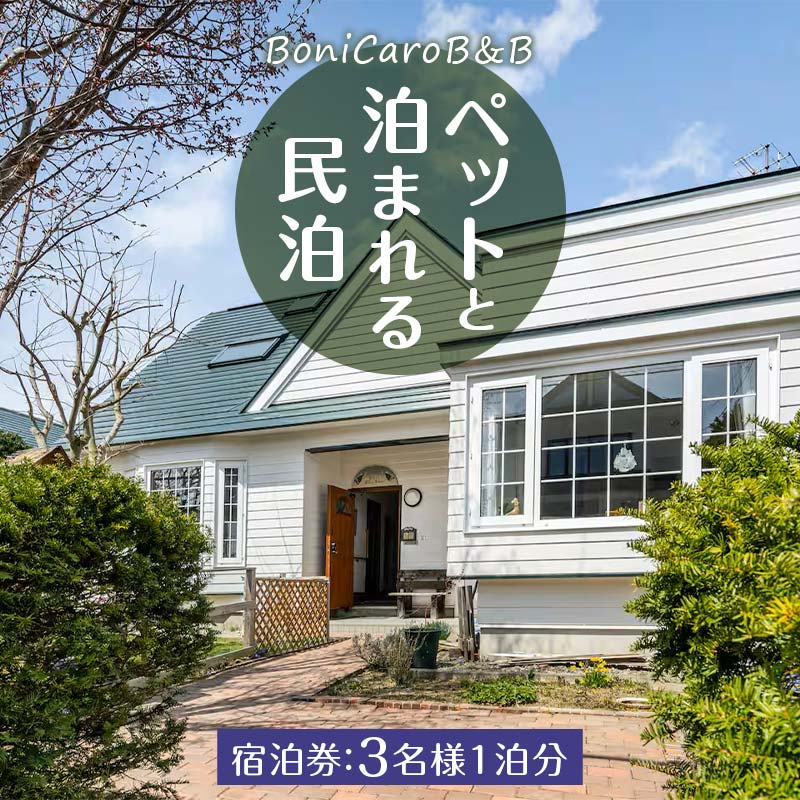 【ふるさと納税】ペットと泊まれる民泊 BoniCaroB&B 3名様一泊分 宿泊券 EB8-0241