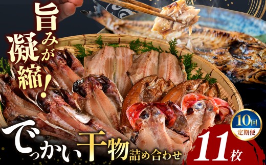 大島水産の「でっかい干物詰合せ定期便」（年10回） 鯵 あじ 真ほっけ 金目鯛 きんめ 赤魚 開き ひらき ひもの みりん干し 定期便 年 10回 冷凍 西伊豆 伊豆 ギフト お歳暮 お中元