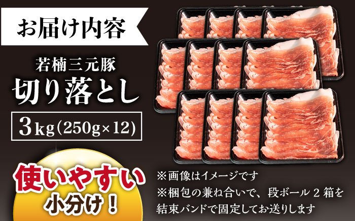 若楠三元豚 切り落とし 3kg（250g×12p）/ナチュラルフーズ [UBH124]