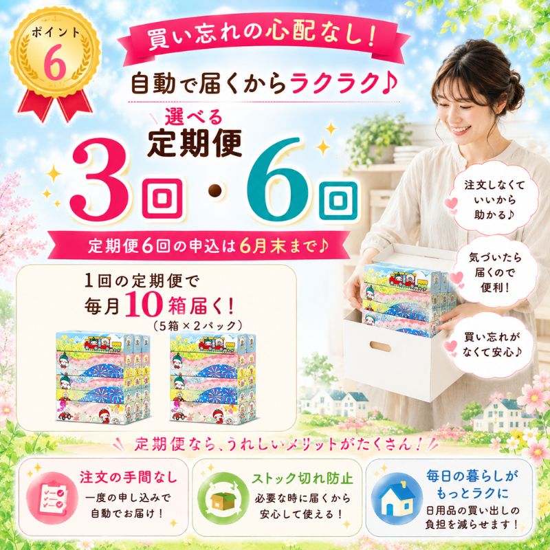 【定期便3回】ティッシュ 10箱 オリジナルデザイン BOXティッシュ ティッシュペーパー | 5箱 × 2パック 人気急上昇 高評価 |  限定 最大 真岡市 オリジナル 300枚 150組  日用品  紙  なめらか 蒸気機関車 SL 栃木県 真岡市 PR 災害 備蓄