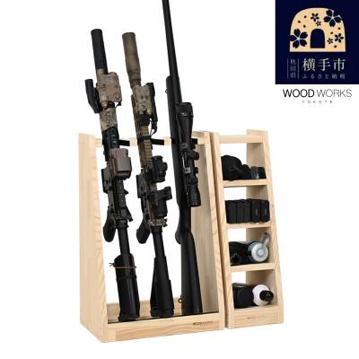 ふるさと納税 横手市 WOOD WORKS ライフルスタンド 3丁掛+マガジンラックセット【本体:ナチュラル】