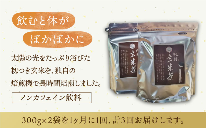 【全3回定期便】籾付玄米茶 300g×2袋【葦農】 [HAJ014]