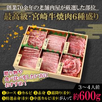 宮崎牛＜特選＞食べ比べ焼肉6種盛(合計200g)【SG019】【株式会社SHINGAKI】