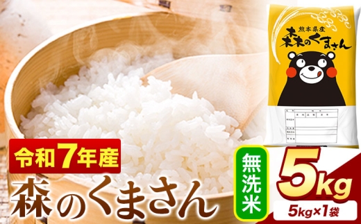 令和7年産 無洗米 森のくまさん 5kg × 1袋  熊本県産 単一原料米 森くま 送料無料《3-7日以内に出荷予定(土日祝除く)》