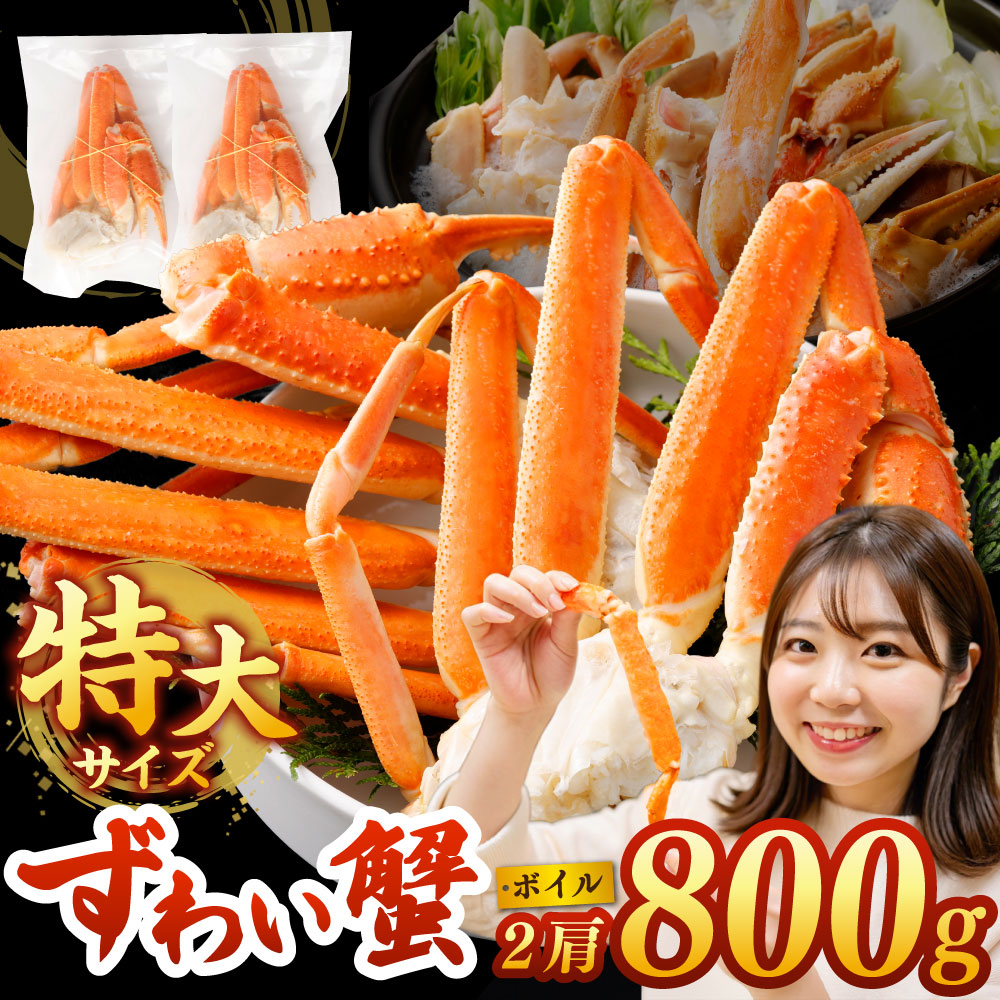 ボイル ズワイ蟹 特大サイズ 2肩 800g  ｜蟹 かに 5Lサイズ ボイル カニしゃぶ むき身 鍋 しゃぶしゃぶ ズワイガニ ずわい蟹 グルメ ポーション カット済 冷凍