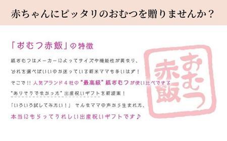 4種類のおむつが試せる「おむつ赤飯」！出産祝いギフトメッセージカード【有り】