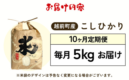 【新米・先行予約】定期便≪10ヶ月連続お届け≫ お米 こしひかり 5kg × 10回（計 50kg ）（精米）令和7年 福井県産 炊きたての美味しさを追求したお米【米 コメ kome 5キロ 10回 