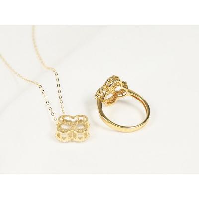 ふるさと納税 甲府市 K18YG 0.50ct フラワーダイヤモンドリング&ペンダント　9410/P2948 |  | 01