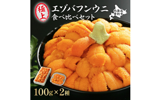 極上 エゾバフンウニ 折詰100g・塩水パック100g 食べ比べセット 配送期間C：10月下旬～11月下旬迄 高級 うに ウニ 雲丹 生ウニ バフンウニ 折り詰め パック詰め ふるさと納税 北海道 登別市