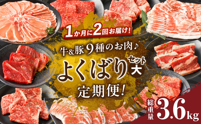 
            ≪定期便≫＼1か月に2回お届け!!／牛＆豚!!９種のお肉よくばりセット(大)【総重量3.6kg】 肉 牛 牛肉 おかず 国産_T030-038
          