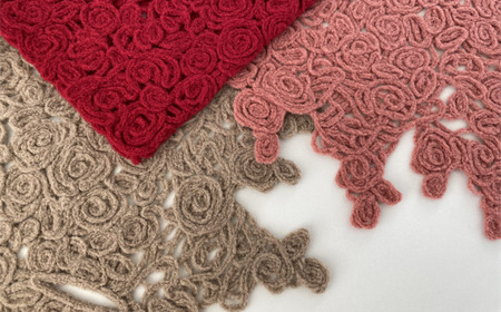 差し込み ショートマフラー 花柄 ( フォレストグリーン ) ウール混 コード刺繍 レディース 日本製 | おしゃれ シンプル マフラー プレゼント ギフト 新潟県 五泉市 有限会社田中刺繍