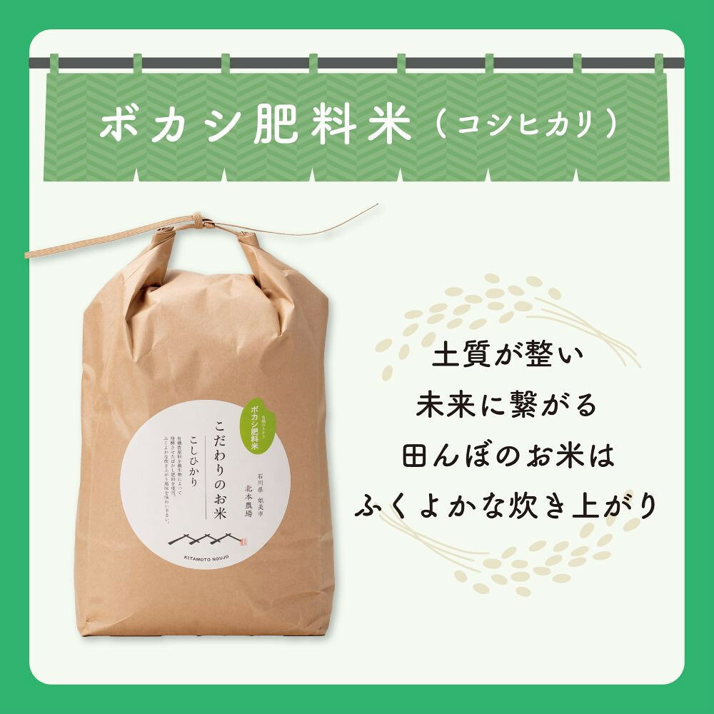 【ふるさと納税】北本農場のお米令和8年度産コシヒカリ精米5kg 有機肥料（ボカシ肥料）で育てたお米 | 能美市 人気 おすすめ 甘み 旨み 和食 おにぎり お弁当 食卓 国産米 石川県産 精米仕立て 家庭用 お取り寄せ 通販 送料無料 ふるさと納税