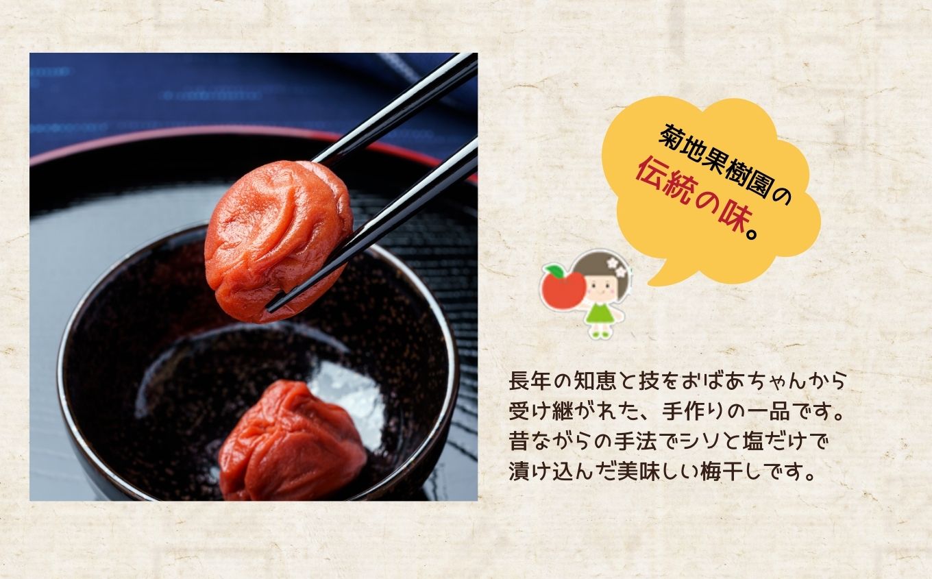昔ながらの美味しい梅干し4個セット【菊地果樹園】