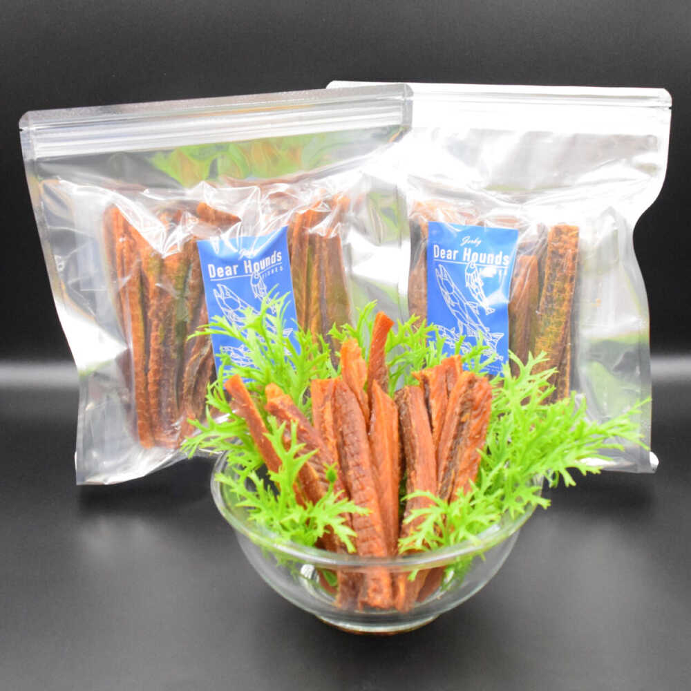 【ふるさと納税】愛犬・愛猫用おやつ 鮭 スティック ジャーキー 計200g（100g×2個） | ペットフード ペット用 ジャーキー ドッグフード おやつ | Dear Hounds[BOAE019]