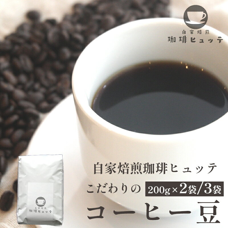 【ふるさと納税】 自家焙煎 珈琲ヒュッテ こだわり コーヒー豆 200g × 2袋/3袋 セット ： 選べる 容量 400g 600g 焙煎豆 珈琲豆 珈琲 コーヒー coffee オリジナル ブレンド ケニア 嗜好品