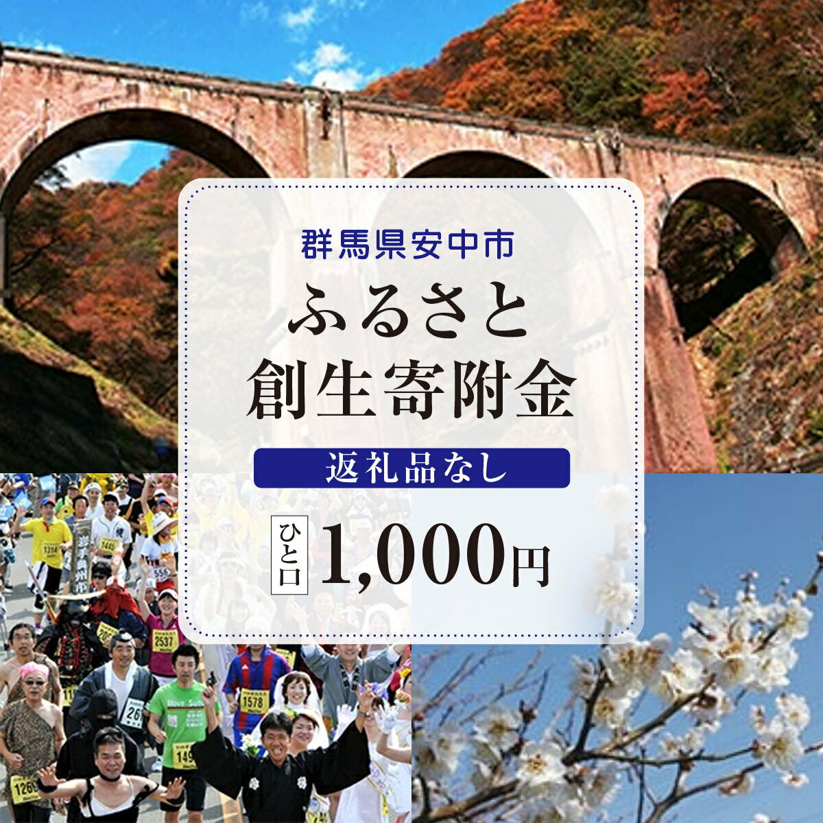 【ふるさと納税】【返礼品なし】群馬県安中市 ふるさと創生寄附金 一口：1000円 / ANAX017 /寄附 事業 1000円 応援 エール 返礼品なし