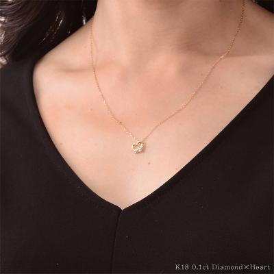 ふるさと納税 京都市 【心葉/京都】K18 天然ダイヤモンド 葵×ハートモチーフネックレス |  | 02