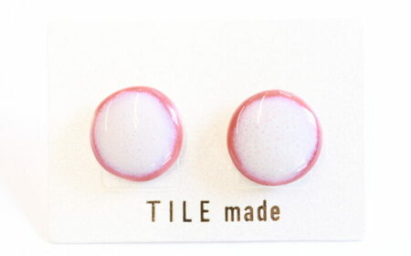 【美濃焼】 ピンクむら タイル ピアス 直径15mm 瑞浪市 / TILEmade タイル アクセサリー ハンドメイド [AZCD023]