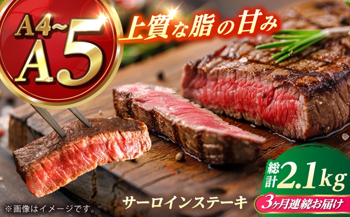 
                  【全3回定期便】 長崎和牛 サーロイン ステーキ 350g×2 【KRAZY MEAT】 A5 A4 冷凍 和牛 肉 牛肉 BBQ [RCQ011]
                
