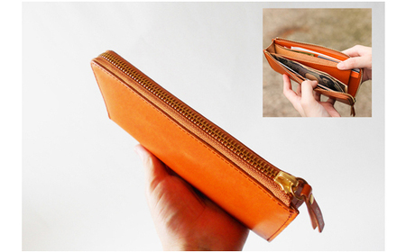 薄型デザイン　職人仕上げ　牛革Lジップロングウォレット　男女兼用 静岡県 牧之原市 REVOLLA