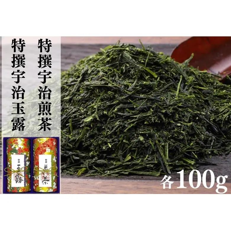 宇治茶 特撰玉露・特撰煎茶飲み比べセット 100g×2缶 (煎茶 緑茶