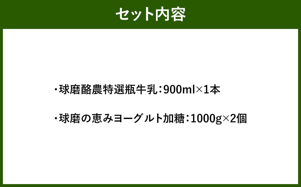 球磨酪農おすすめセットB （瓶牛乳&ヨーグルト加糖×2個）