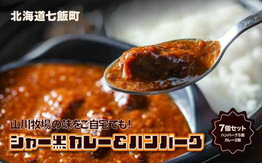 山川牧場育ちのジャー黒カレー&ハンバーグAセット（計7個） お手軽おかず ふるさと納税 人気 おすすめ ランキング 山川牧場 ジャー黒カレー ハンバーグ セット お手軽 おかず 北海道 七飯町 送料無料 NAN001