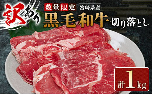 
訳あり 数量限定 宮崎県産 黒毛和牛 切り落とし 計1kg 肉 牛 牛肉 国産 おかず 食品 お肉 すき焼き 送料無料_D76-23
